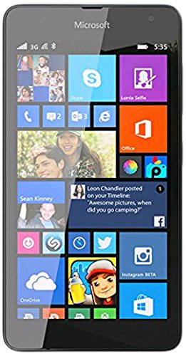 Microsoft Lumia 535 Unlocked Smartphone with 5 MP Camera, Touch Screen, 8GB Memory, 5-Inches, (Black) - Retail Packaging