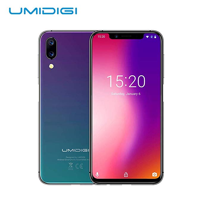 UMIDIGI Unlocked Cell Phones, One Pro 5.9 Inch FullSurface Display, MTK6763, 4GB RAM 64GB ROM - Twilight/Side Fingerprint Scanner,Dual Speaker Stereo,Global LTE Bands,Dual 4G VOL TE, Face Unlock