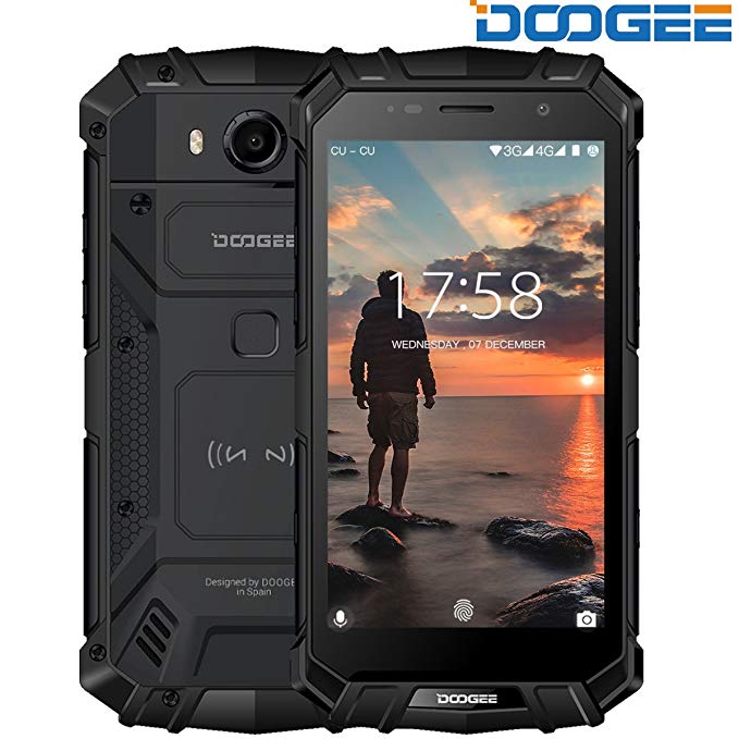 Rugged Smartphone Unlocked, DOOGEE S60 Outdoor Phones - Android 7.0-5.2’’ FHD Screen - IP68 Waterproof Dustproof Shockproof - Helio P25 Octa-core - 5580mAh - 6GB RAM + 64GB ROM - 8MP+21MP - Black